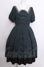画像1: axes femme / タイ付き×セーラー襟ワンピース  グリーン S-26-07-04-048-AX-OP-AS-ZS (1)