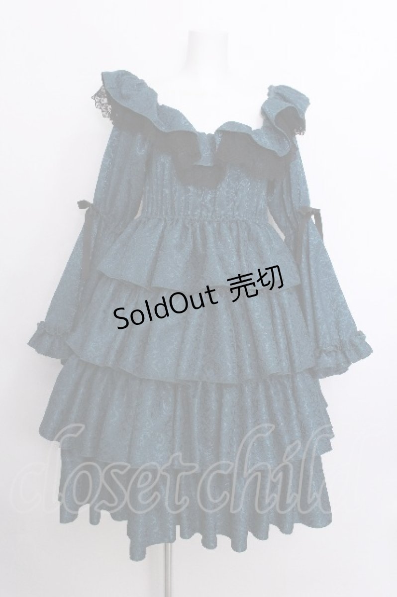 画像1: Vallee lys / Coquelicot Dress midi length Jacquard  グリーン S-26-07-04-049-GO-OP-AS-ZS (1)