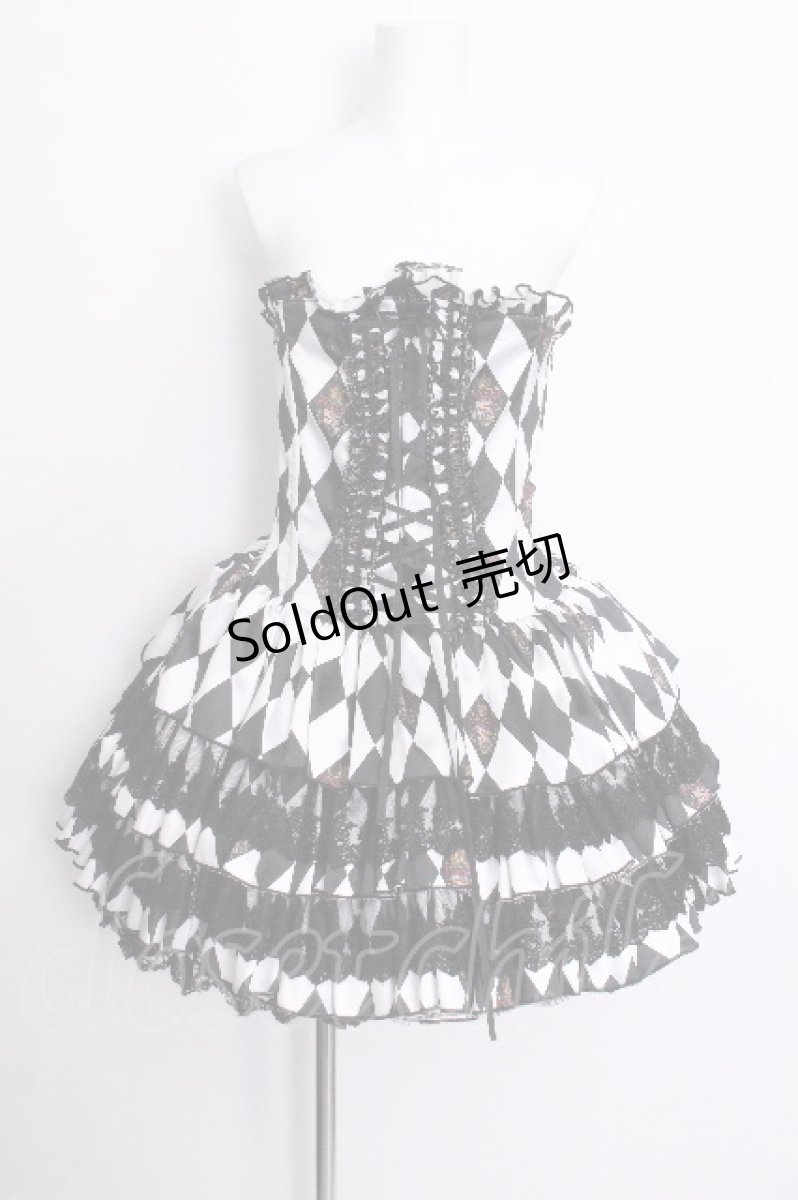 画像1: ATELIER PIERROT / "Diamond Circus"ミニコルセットワンピース  黒ｘ白 S-26-07-04-058-EL-OP-AS-ZS (1)
