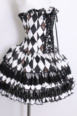 画像2: ATELIER PIERROT / "Diamond Circus"ミニコルセットワンピース  黒ｘ白 S-26-07-04-058-EL-OP-AS-ZS (2)