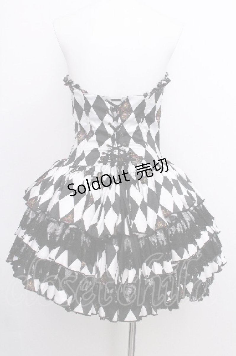 画像3: ATELIER PIERROT / "Diamond Circus"ミニコルセットワンピース  黒ｘ白 S-26-07-04-058-EL-OP-AS-ZS (3)
