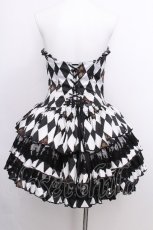 画像3: ATELIER PIERROT / "Diamond Circus"ミニコルセットワンピース  黒ｘ白 S-26-07-04-058-EL-OP-AS-ZS (3)