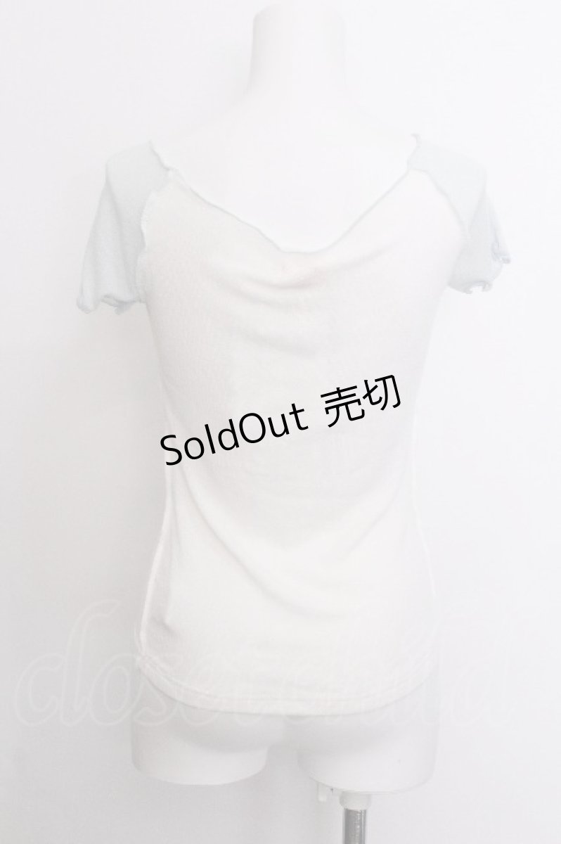 画像4: lilLilly / シアーラグランTシャツ  白ｘサックス S-26-07-04-018-LO-TO-HR-ZS (4)