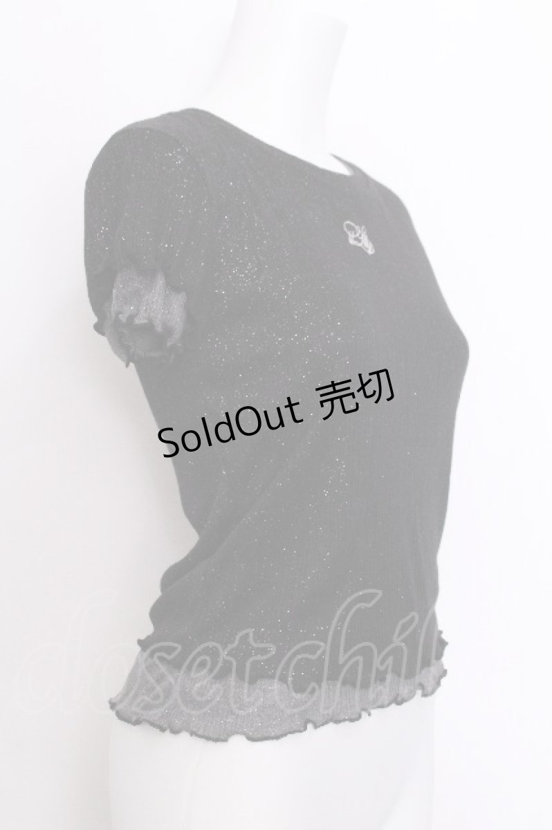 画像2: lilLilly / レイヤードラメTシャツ  黒 S-26-07-04-025-LO-TO-HR-ZS (2)
