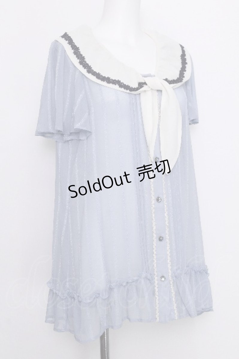 画像3: axes femme / Aラインセーラーブラウス  サックス S-26-07-05-022-AX-BL-HR-ZS (3)