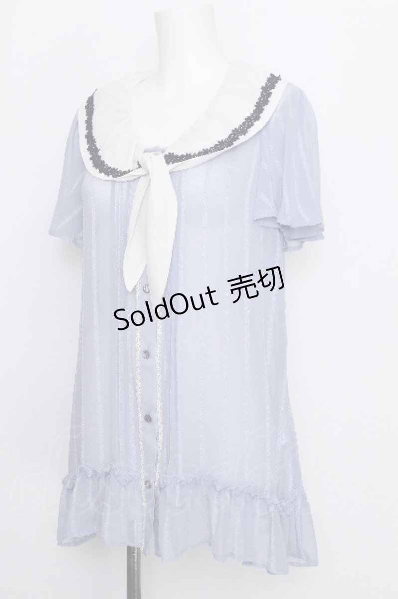 画像4: axes femme / Aラインセーラーブラウス  サックス S-26-07-05-022-AX-BL-HR-ZS (4)