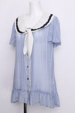 画像4: axes femme / Aラインセーラーブラウス  サックス S-26-07-05-022-AX-BL-HR-ZS (4)