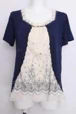 画像1: axes femme / チュール切替トップス  青ｘキナリ S-26-07-05-023-AX-BL-HR-ZS (1)