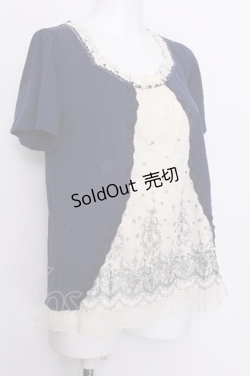 画像3: axes femme / チュール切替トップス  青ｘキナリ S-26-07-05-023-AX-BL-HR-ZS (3)
