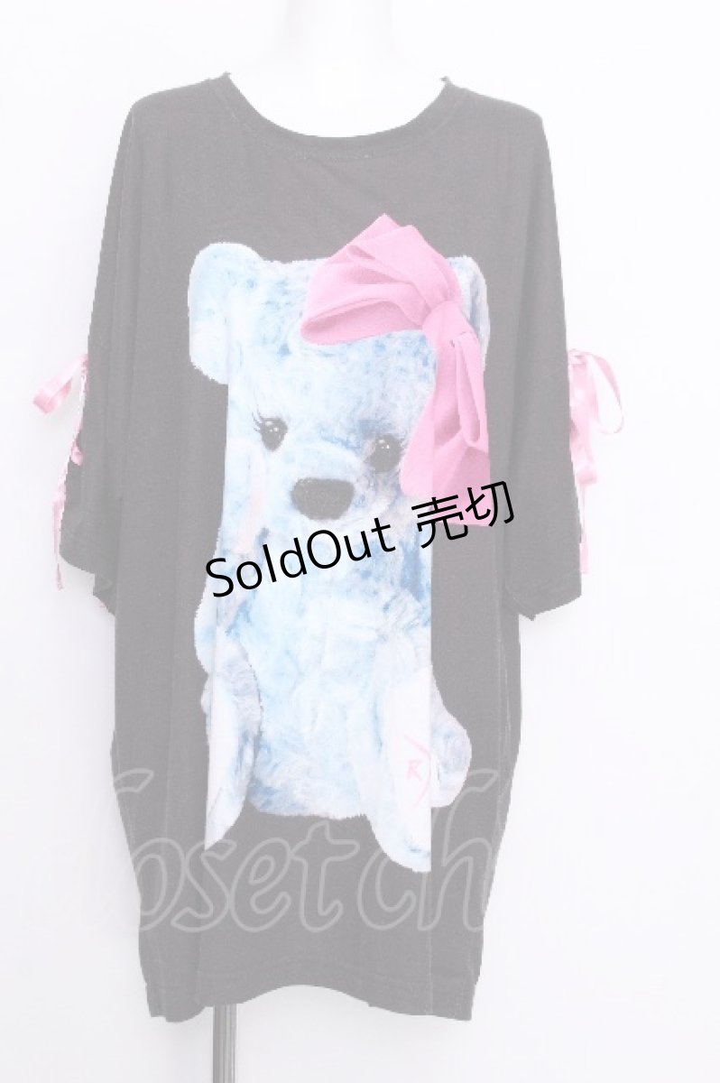 画像1: TRAVAS TOKYO / RIBBON BEAR BIG Tシャツ  黒 S-26-07-05-026-PU-TO-HR-ZS (1)