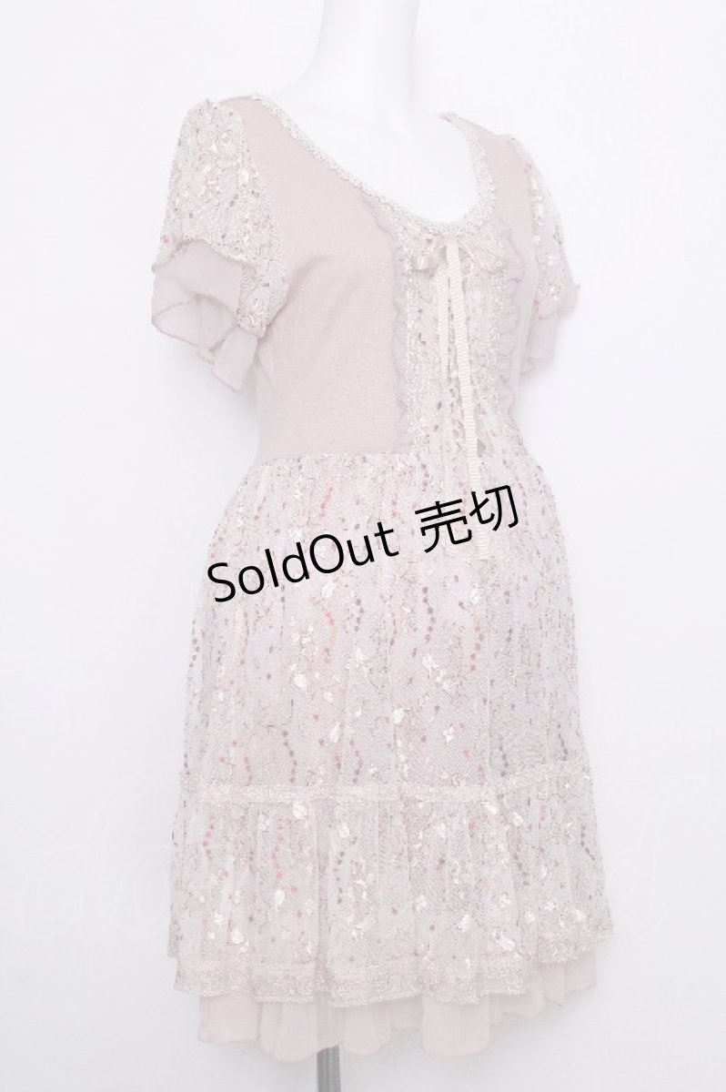 画像3: axes femme / 花刺繍シフォンワンピース  ピンク S-26-07-05-033-AX-BL-HR-ZS (3)