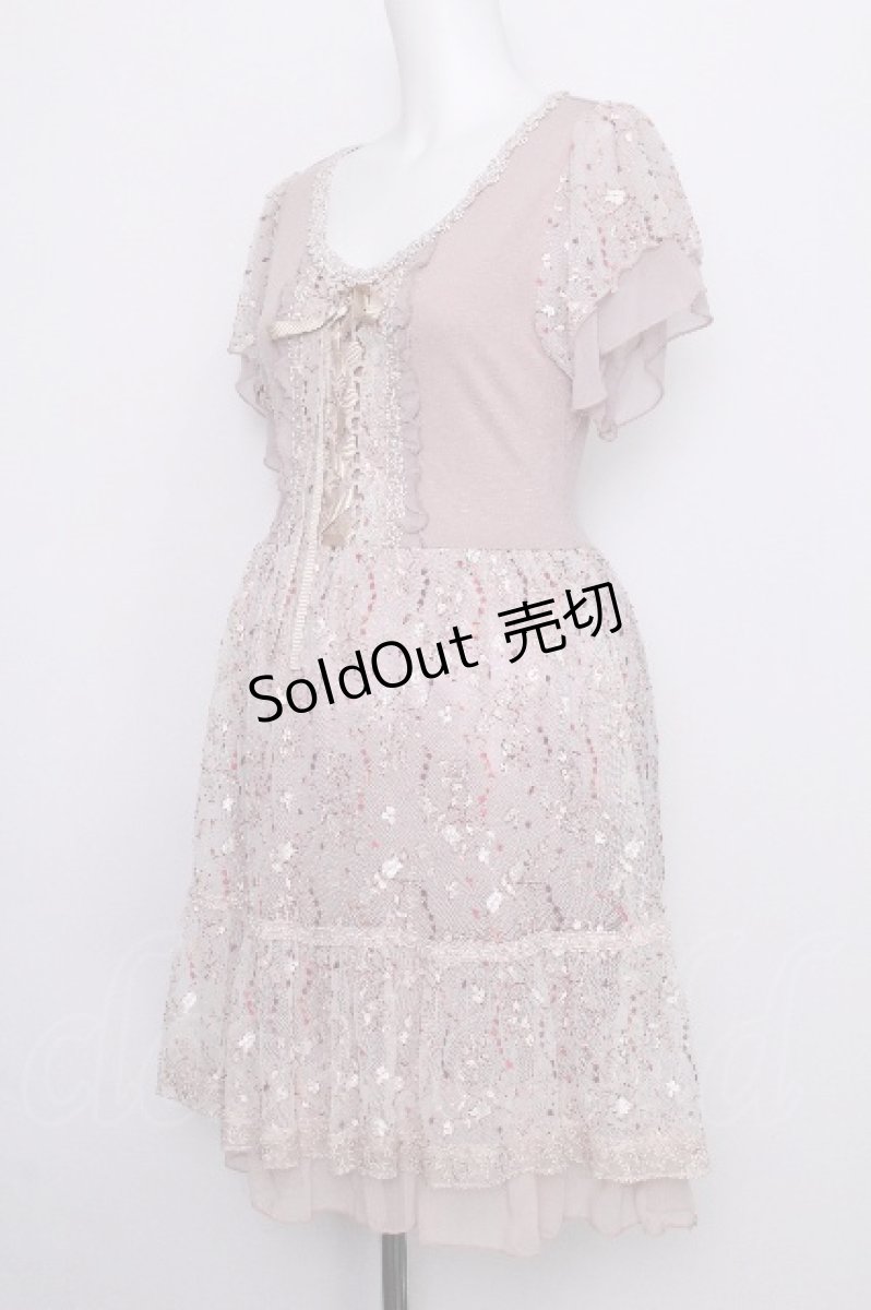 画像4: axes femme / 花刺繍シフォンワンピース  ピンク S-26-07-05-033-AX-BL-HR-ZS (4)