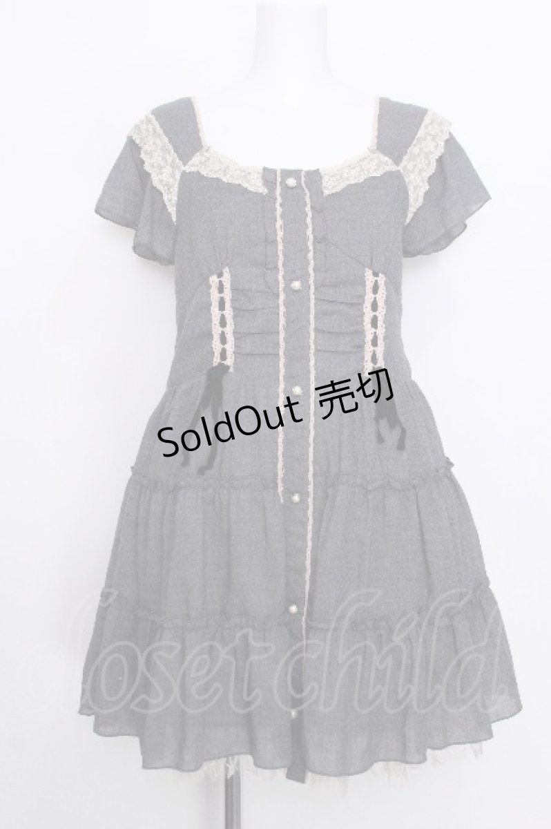 画像1: axes femme / レース半袖ワンピース  グレー S-26-07-05-047-AX-OP-HR-ZS (1)