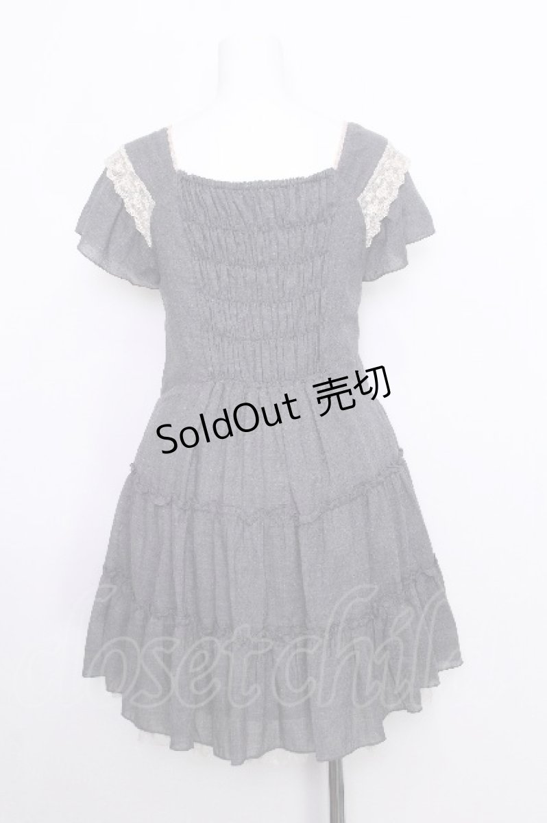 画像2: axes femme / レース半袖ワンピース  グレー S-26-07-05-047-AX-OP-HR-ZS (2)
