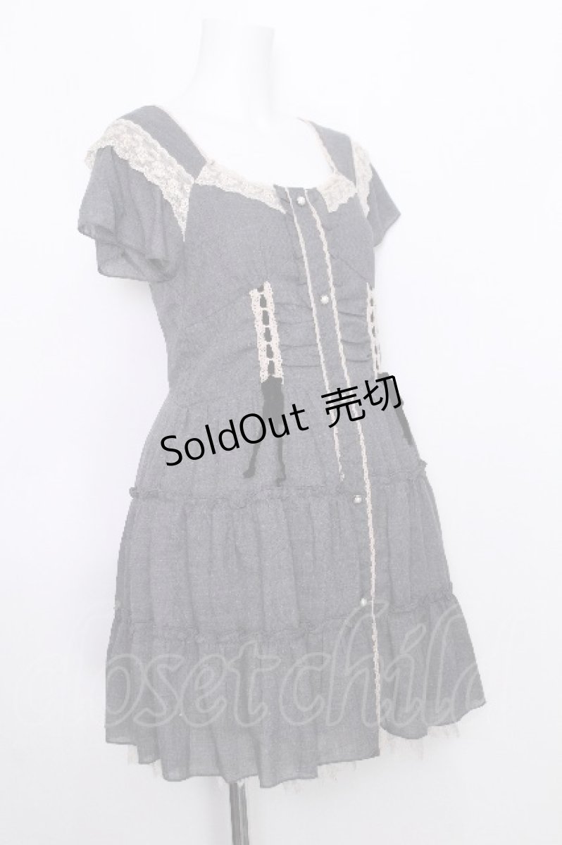 画像3: axes femme / レース半袖ワンピース  グレー S-26-07-05-047-AX-OP-HR-ZS (3)