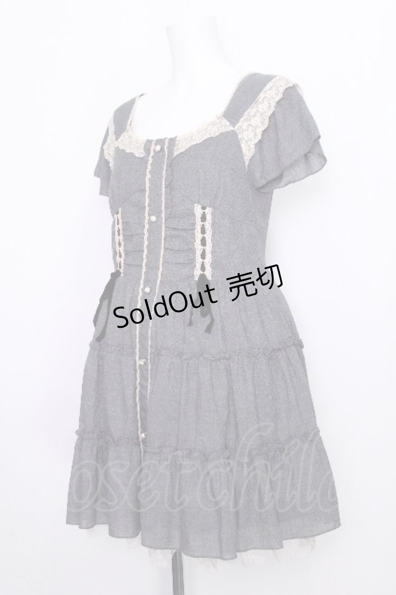 画像4: axes femme / レース半袖ワンピース  グレー S-26-07-05-047-AX-OP-HR-ZS (4)