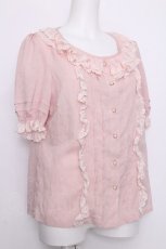 画像3: LOLITA / レースデザイン半袖ブラウス  ピンク S-26-07-05-009-LO-BL-HR-ZS (3)