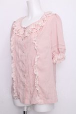 画像4: LOLITA / レースデザイン半袖ブラウス  ピンク S-26-07-05-009-LO-BL-HR-ZS (4)