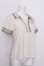 画像3: axes femme / 襟レジメン刺繍シャツ  アイボリー S-26-07-05-016-AX-TS-HR-ZS (3)