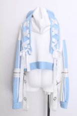 画像2: Amilige / ウサギ耳バイカラージャージトップス  白ｘサックス S-26-07-06-031-PU-TO-AS-ZS (2)