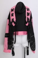 画像2: Amilige / ウサギ耳バイカラージャージトップス  黒ｘピンク S-26-07-06-033-PU-TO-AS-ZS (2)