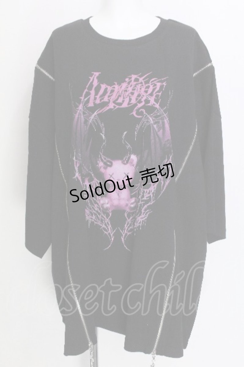 画像1: Amilige / Devil bat Bear ZIP Tシャツ  黒 S-26-07-06-037-PU-TS-AS-ZS (1)