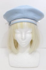 画像3: lilLilly / セーラーベレー帽  サックスｘ白 S-26-07-06-010-LO-AC-HR-ZS (3)