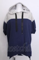 画像1: axes femme / バイカラーパーカープルオーバー  白ｘ青 S-26-07-06-030-AX-TO-HR-ZS (1)