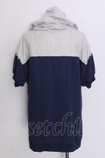 画像2: axes femme / バイカラーパーカープルオーバー  白ｘ青 S-26-07-06-030-AX-TO-HR-ZS (2)