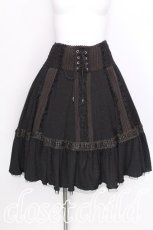 画像1: Ozz oneste / レース切替スカート  黒ｘカーキ S-26-07-08-054-OO-TO-HR-ZS (1)