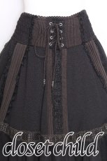 画像3: Ozz oneste / レース切替スカート  黒ｘカーキ S-26-07-08-054-OO-TO-HR-ZS (3)