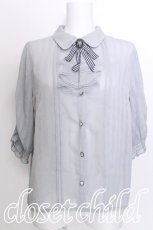 画像1: axes femme / ストライプラッフルフリルブラウス  サックス S-26-07-08-014-AX-BL-AS-ZS (1)
