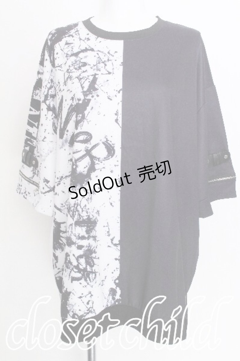 画像1: NieR Clothing / バイカラー切替トップス  黒ｘ白 S-26-07-08-017-PU-TO-AS-ZS (1)