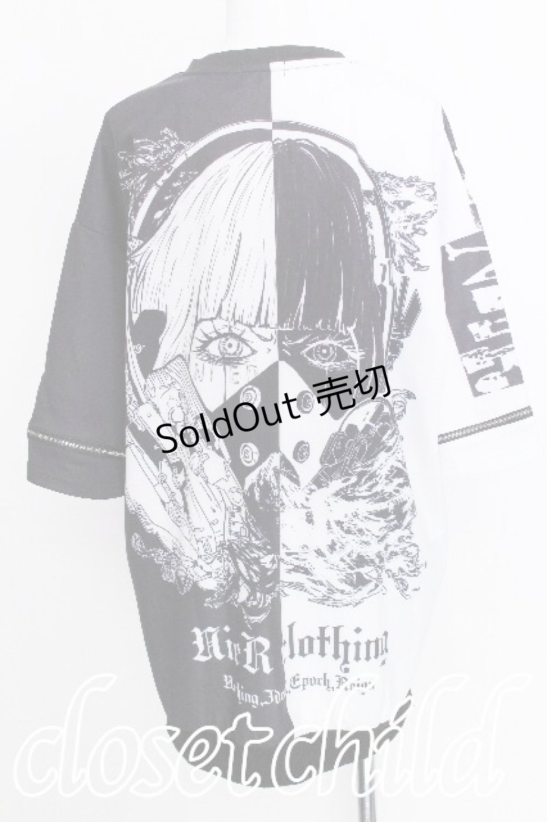 画像2: NieR Clothing / バイカラー切替トップス  黒ｘ白 S-26-07-08-017-PU-TO-AS-ZS (2)