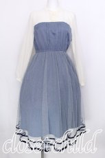 画像1: axes femme POETIQUE / チャイナボタンチュールワンピース  サックス S-26-07-08-029-AX-OP-AS-ZS (1)