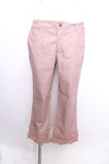 画像1: INGEBORG / 裾ニットレースデニムパンツ  ピンク S-26-07-09-060-LO-PA-HR-ZS (1)