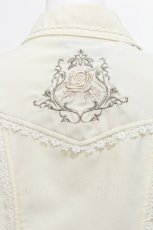 画像4: Ozz Croce / レース切替スナップボタンブラウス  キナリｘ白 S-26-07-09-014-OO-BL-HR-ZS (4)