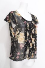 画像2: INGEBORG / 花柄シフォンノースリーブトップス  黒 S-26-07-09-023-LO-SK-HR-ZS (2)