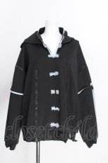 画像1: NieR Clothing / チャイナボタンパーカー  黒ｘサックス S-26-07-11-031-PU-TO-AS-ZS (1)