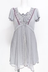 画像1: Ozz oneste / バラ刺 ドットチュール重ねカットソー  グレー S-26-07-11-008-OO-TO-HR-ZS (1)