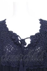画像4: INGEBORG / お花モチーフシフォントップス  紺 S-26-07-11-010-LO-BL-HR-ZS (4)