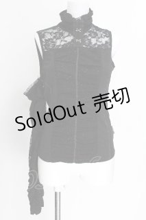 Ozz oneste / アームカバー付きレースノースリーブトップス 黒 S-26-07