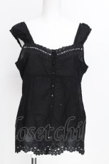 画像1: INGEBORG / 刺繍入りキャミソール 11号 黒 S-26-07-11-013-LO-TO-HR-ZS (1)