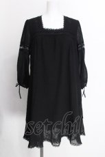 画像1: INGEBORG / レース切り替えシフォンワンピース 9 黒 S-26-07-11-028-LO-OP-HR-ZS (1)