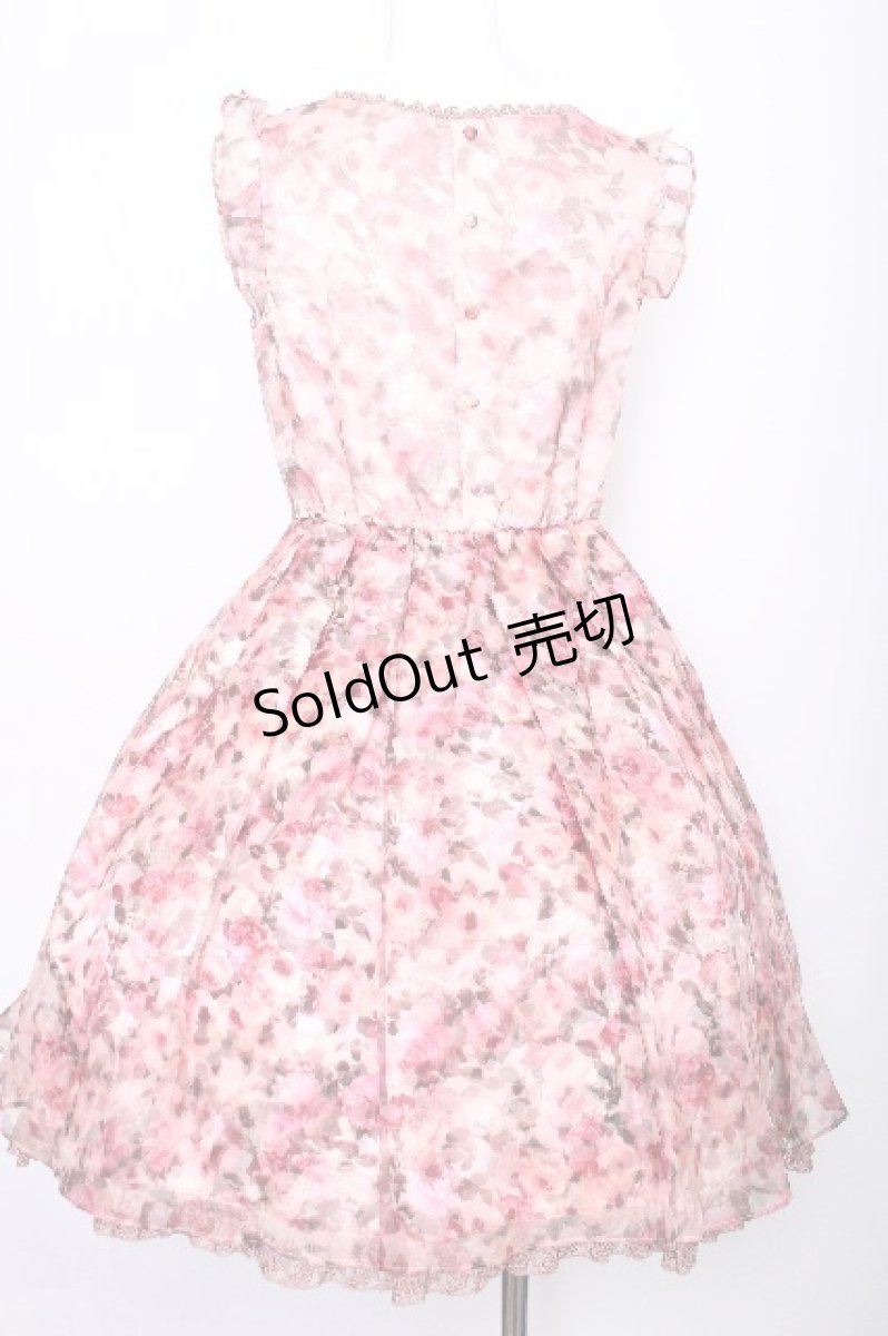 画像2: axes femme / ローズ柄シースルーレイヤードワンピース  ピンク S-26-07-14-037-AX-OP-HR-ZS (2)