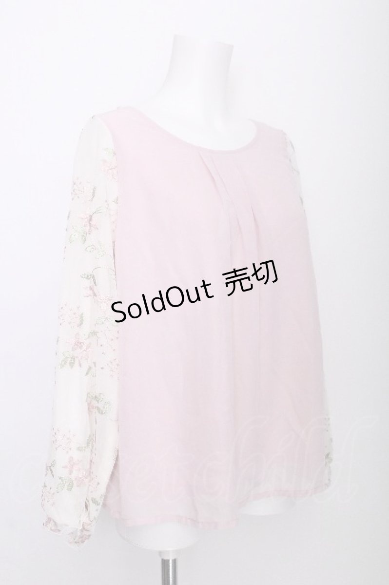 画像3: axes femme / 袖チュールレースプルオーバー  ピンク S-26-07-14-021-AX-TO-HR-ZS (3)