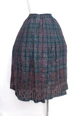画像2: axes femme / フロッキーチェックスカート  グリーン S-26-07-16-049-AX-SK-AS-ZS (2)