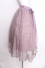 画像2: axes femme / リリー柄チュール刺繍スカート  ラベンダー S-26-07-16-052-AX-SK-AS-ZS (2)