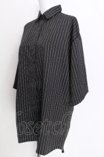 画像3: NieR Clothing / ストライプシャツ  黒ｘ白 S-26-07-16-016-PU-BL-AS-ZS (3)