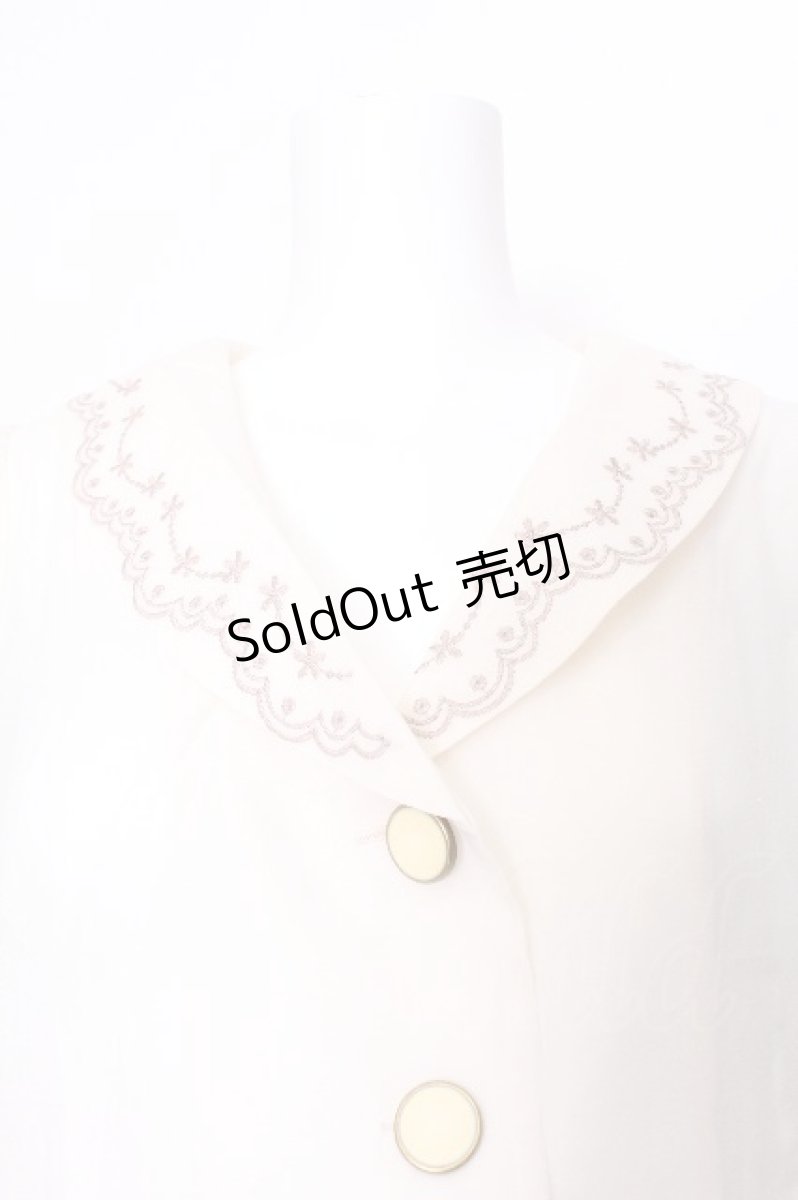 画像3: axes femme POETIQUE / 刺繍襟シアーロングコート  オフ S-26-07-16-020-AX-OP-AS-ZS (3)